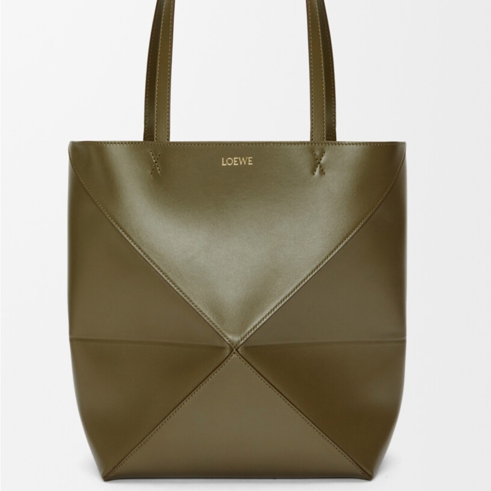 Loewe Dark Khaki Medium Puzzle Fold Tote